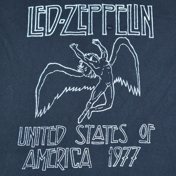 Led Zeppelin Black Unisex Tee "USA 1977" - Size Large - Picture 2 of 4